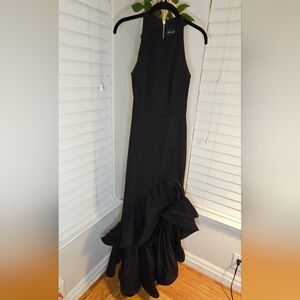 Betsy & Adam Black Ruffle Maxi Dress